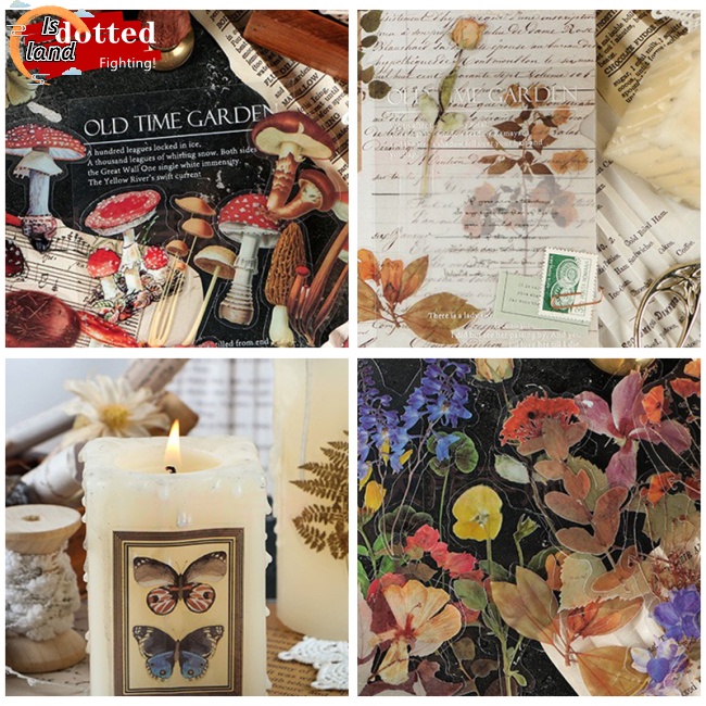 IS 40pcs/set butterfly flower feather mushroom PET sticker pack DIY bullet journal scrapbooking decorative waterproof