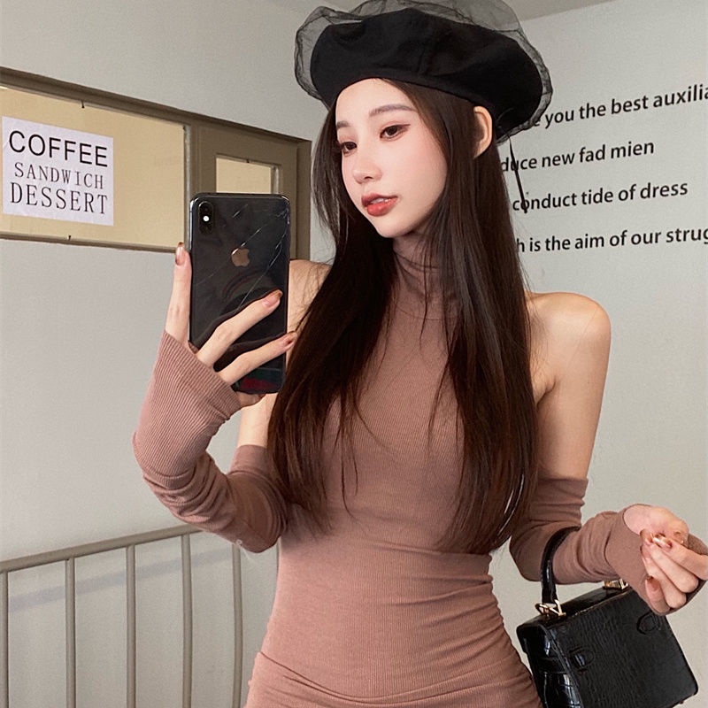 Đầm COZOK cổ lọ xếp ly quyến rũ hợp thời trang