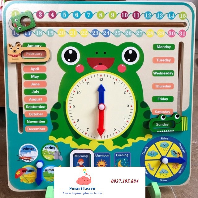 Đồ chơi gỗ – Đồng hồ ếch đa năng cho bé