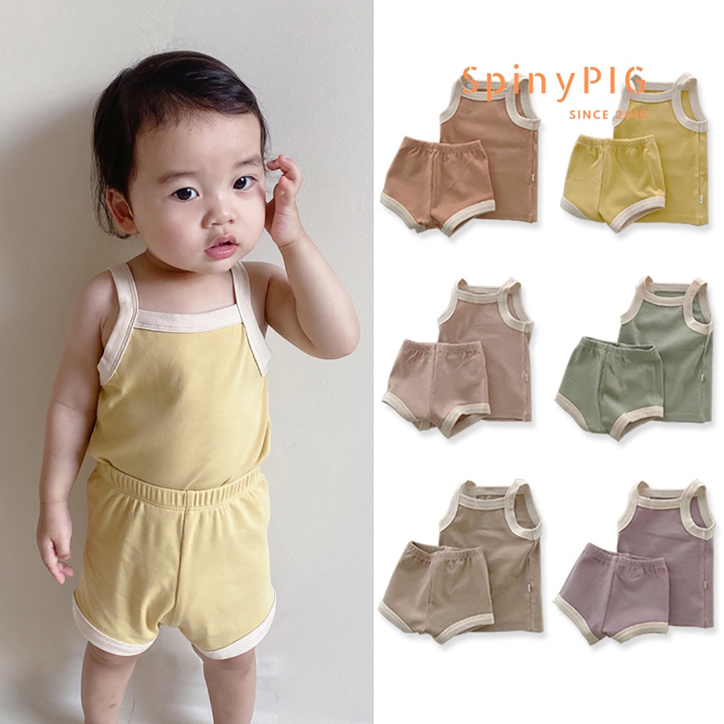 Bộ quần áo cho bé gái 0-3 tuổi style Hàn Quốc sát nách cotton dành cho hè thu Hàng Quảng Châu Loại 1