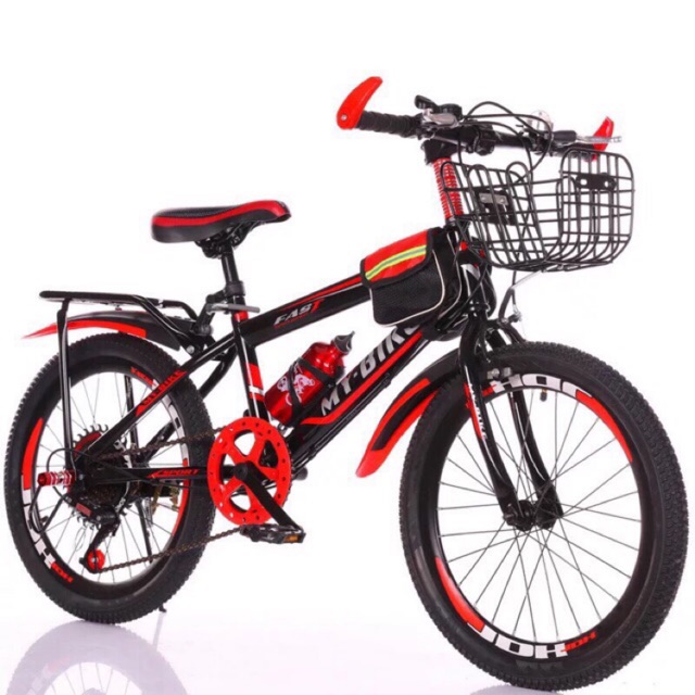 Xe đạp thể thao trẻ em có gác ba ga, có bình nước và giỏ size 20 - 22 inch