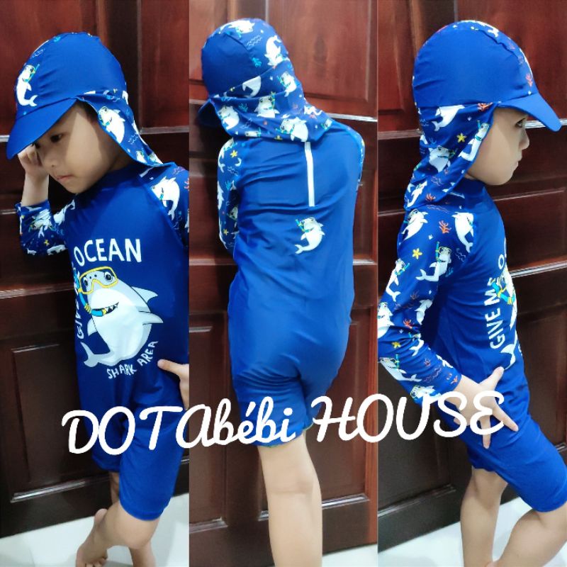 nhiều mẫu Đồ bơi liền thân tay dài có nón che gáy cho bé SW0307.9283- DOTAbébi HOUSE