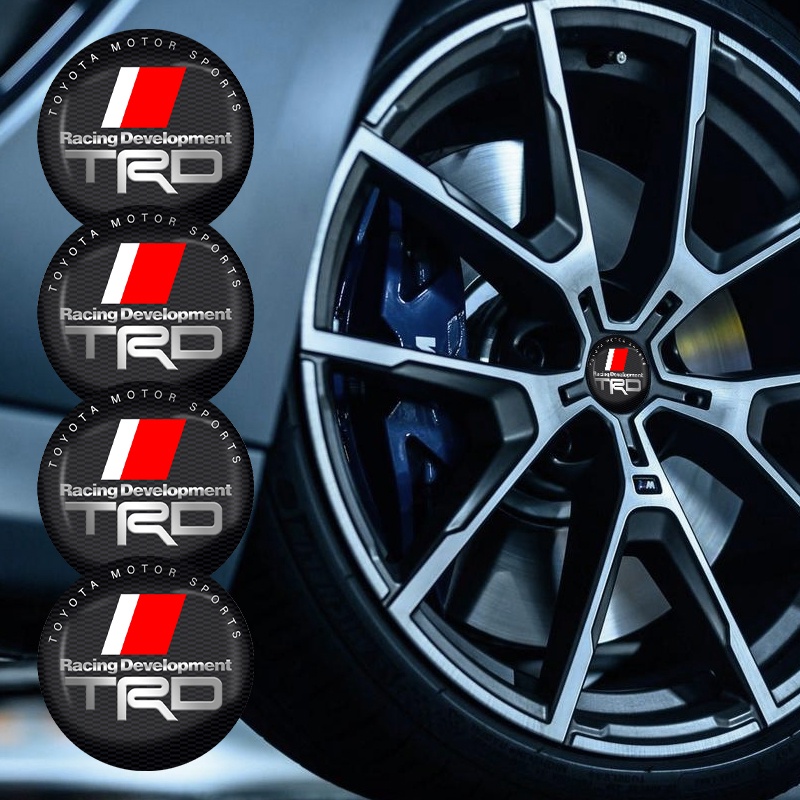 Bộ 4 Miếng Dán Trang Trí Trục Bánh Xe Hơi Toyota TRD VIOS Avensis Auris Hilux Corolla Camry