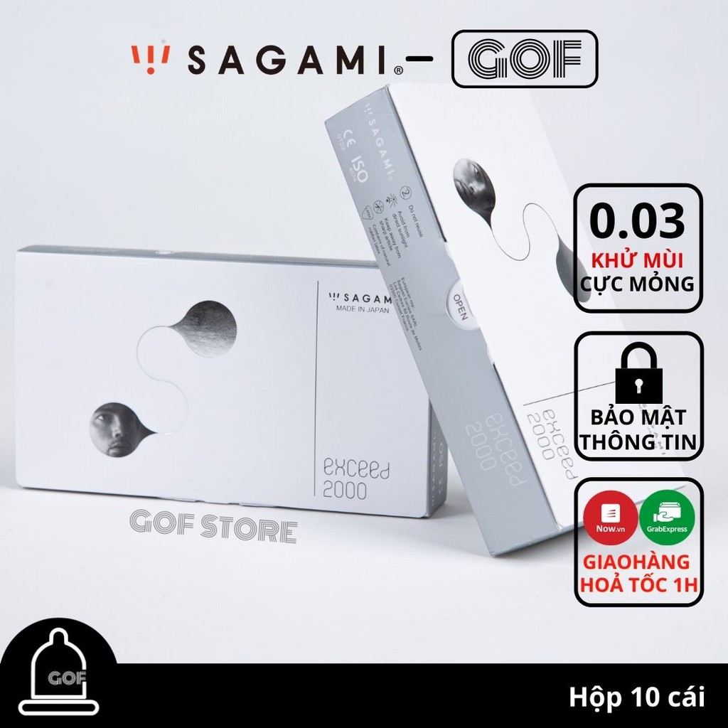 Bao cao su Sagami Exceed 2000 siêu mỏng 0.03 mm Hộp 10 cái bcs sagami Ôm sát Nhật Bản - GoF Store