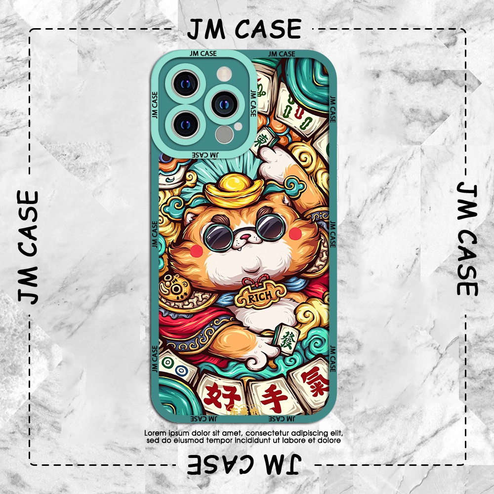 Ốp lưng iphone cạnh vuông JM CASE Mèo thần tài phong cách giàu có quý tộc 6/6pl/6s/6spl/7/7pl/8/8pl/x/xs/11/12/13/pro/