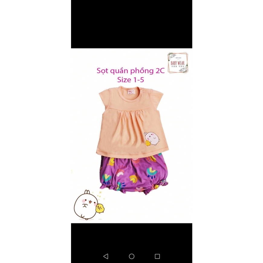 Bộ ngắn quần phồng chất đẹp đáng yêu cho bé gái Baby Wear (6-12kg)