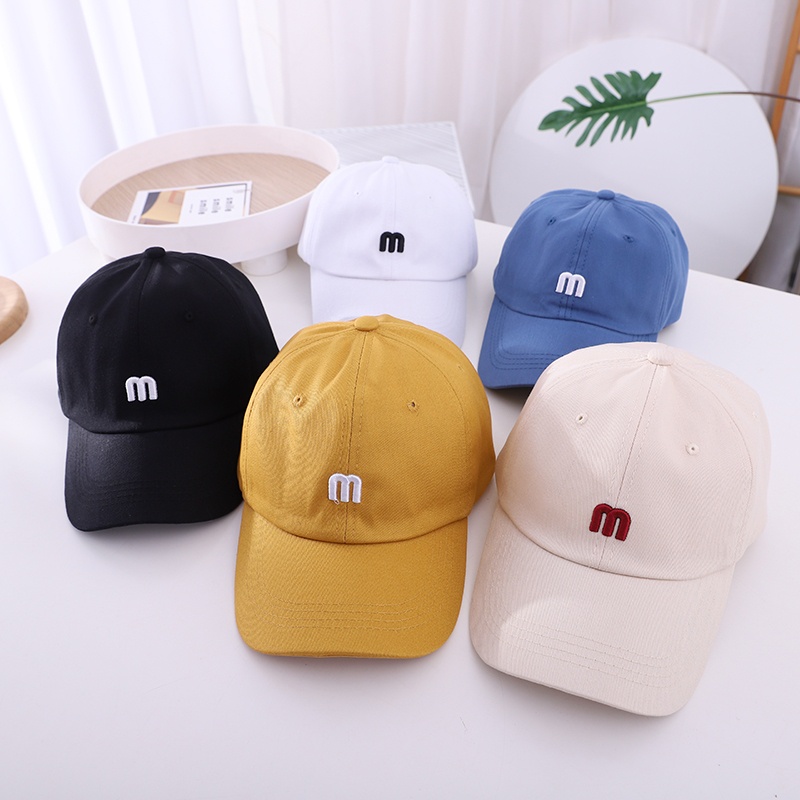 Nón kết thêu chữ M, Mũ lưỡi trai chất kaki form unisex nữ nam nhiều màu - LT10