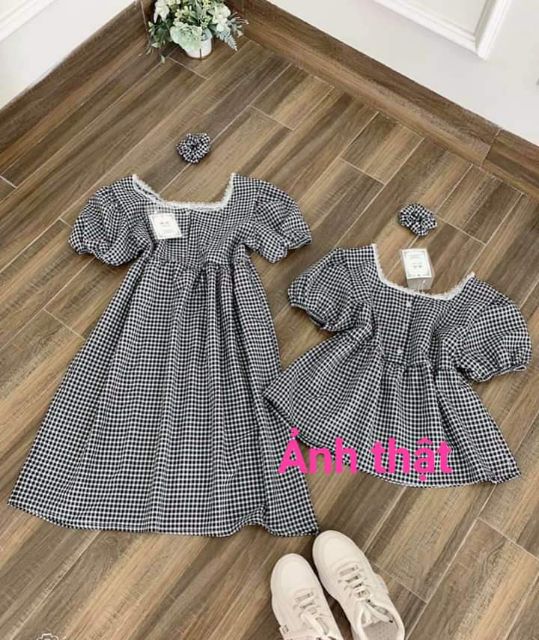 SET ÁO VÁY baby doll kế caro ĐÔI BẠN THÂN