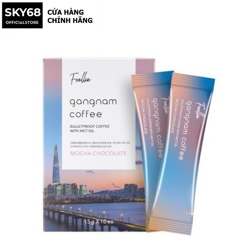 Hộp 10 Gói Cà Phê Giảm Cân HƯƠNG MOCHA Foellie Gangnam Coffee 15g x 10 - Mocha Chocolate