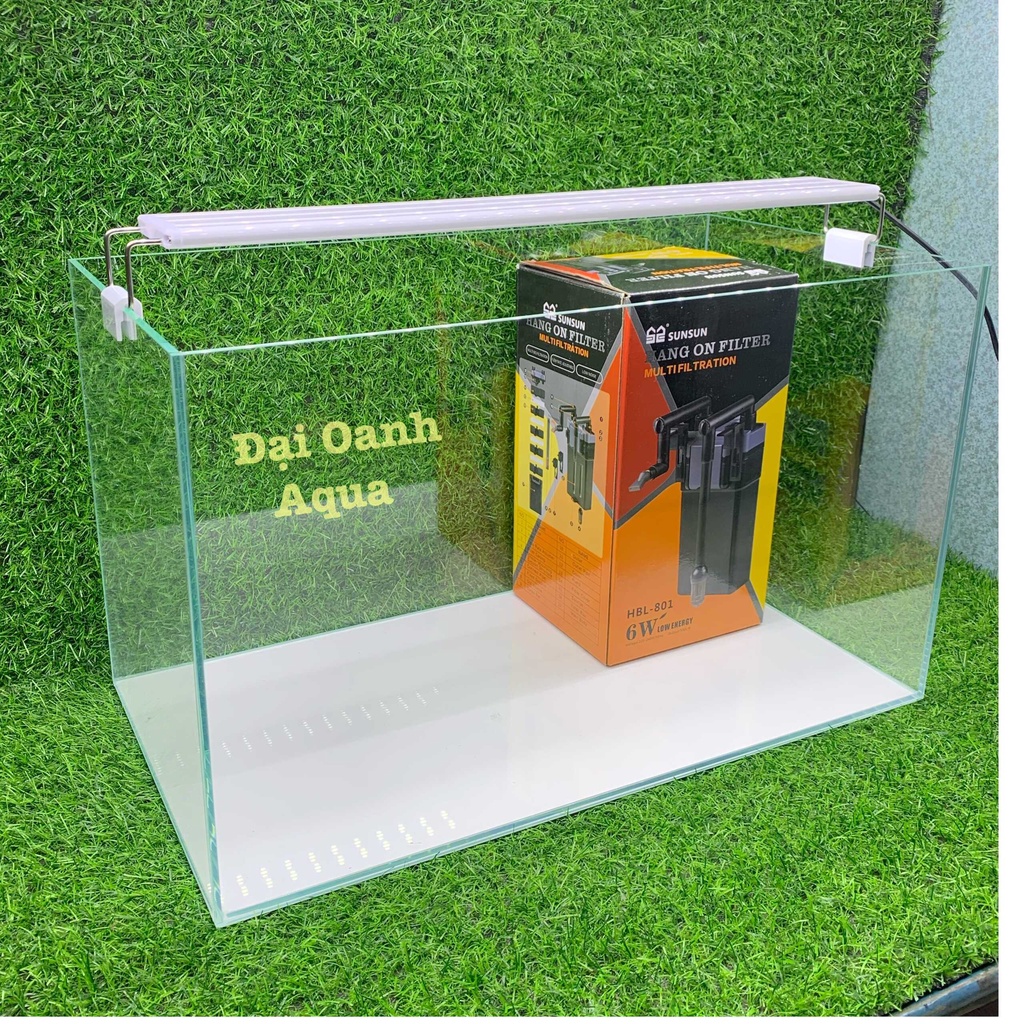 Bộ Bể Cá 50cm Kính Siêu Trong 5 Mặt, Dài 50cm Rộng 26cm Cao 30cm - Bể Cá Cảnh Mini