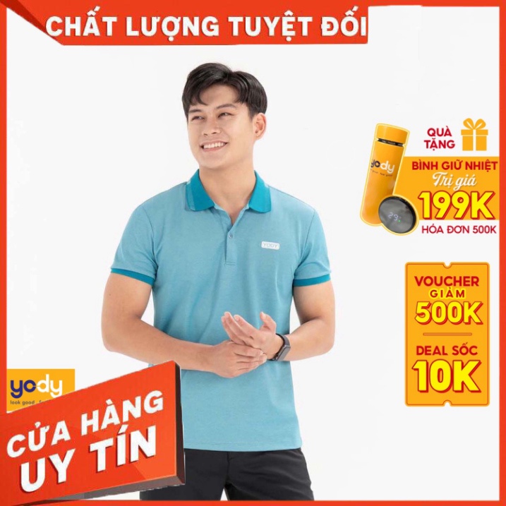 Áo polo YODY nam cổ bẻ, trắng trơn,vải cotton cá sấu, áo phông cô bẻ cao cấp APM3299 - Hàng nhập khẩu