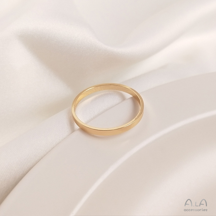 ❤️Jewelry DIY❤️14KGold-Plated Bag Real Gold Color Retaining Batch Flower Wave Ring SimpleinsWind Ring Combination Little Finger Ring Female FashiondiyRing Shank【Ring】