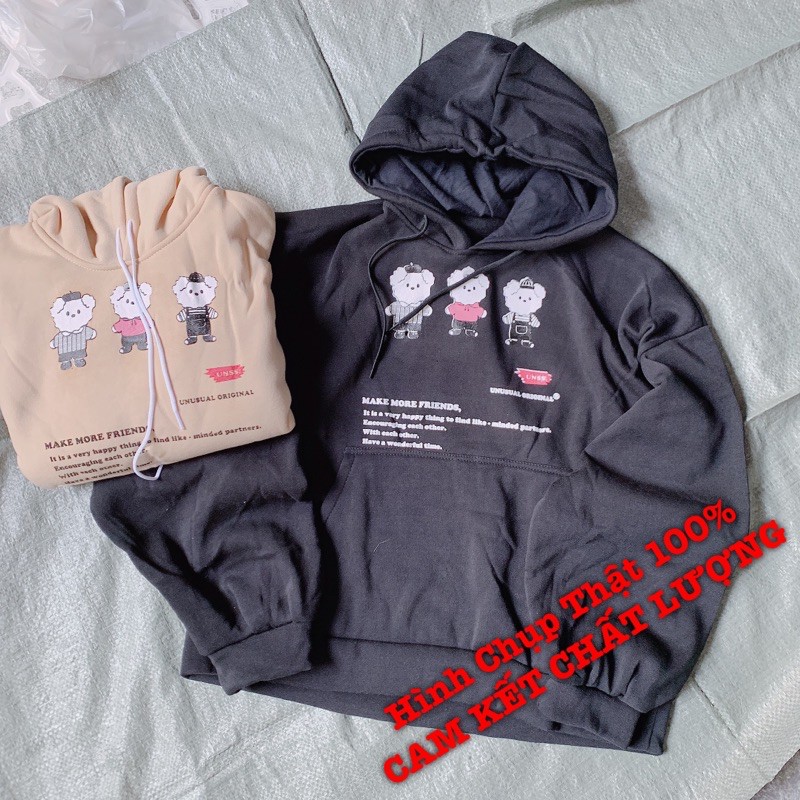 Áo Khoác Hoodie Nam Nữ Nỉ Bông Tay Phồng Cánh Dơi Hàng UNISEX Áo Hoodie Nỉ Sweater Nam Nữ in 3 GẤU - AK3411 | BigBuy360 - bigbuy360.vn