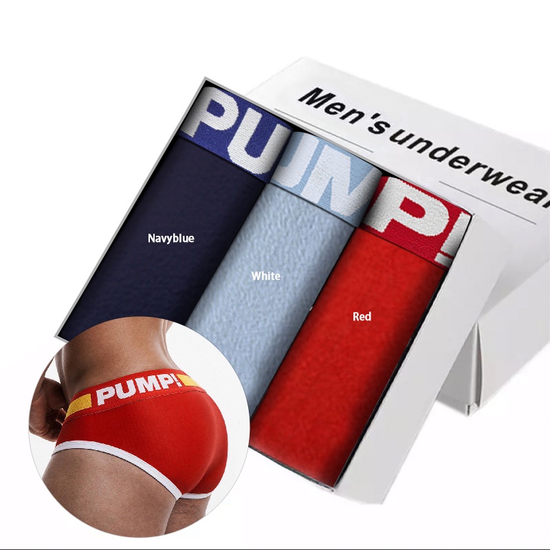 Set 3 Quần Lót Cotton Màu Trơn Phối Lưới Thoáng Khí Cho Nam Size Lớn (3)H69