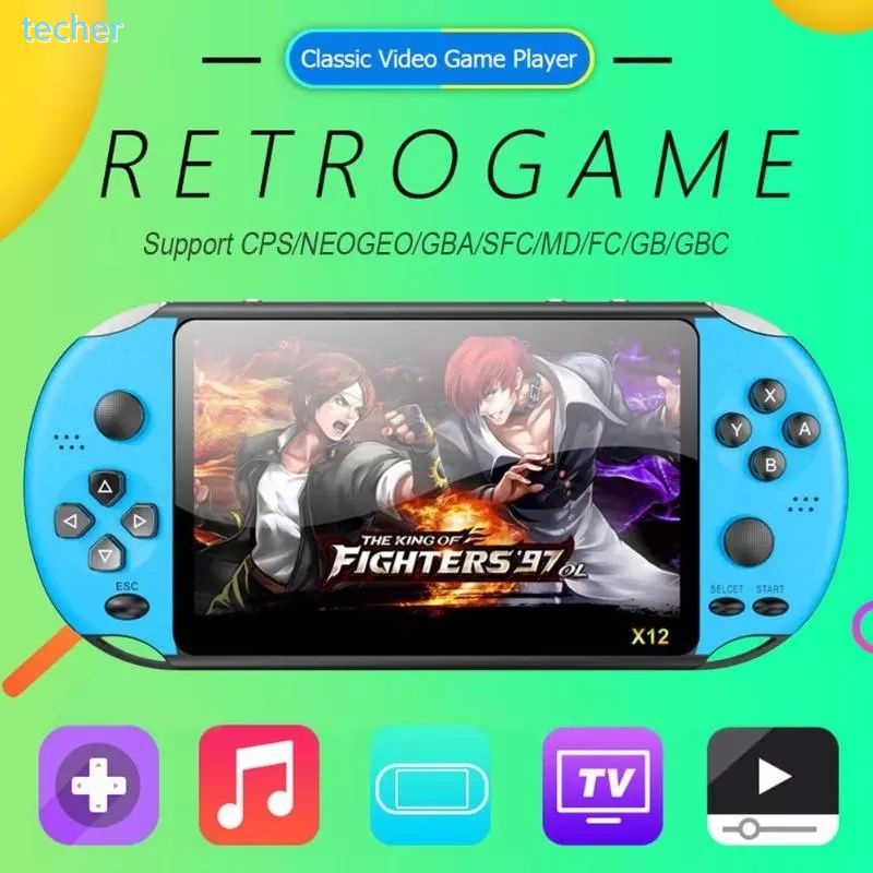 X12 5.1 Inch Cầm Tay Retro Trò Chơi Video Máy Nghe Nhạc Trò Chơi Bàn Giao Tiếp Với Rocker Đôi Được Xây Dựng-in 1000 Trò Chơi Hỗ Trợ TF thẻ Trò Chơi *