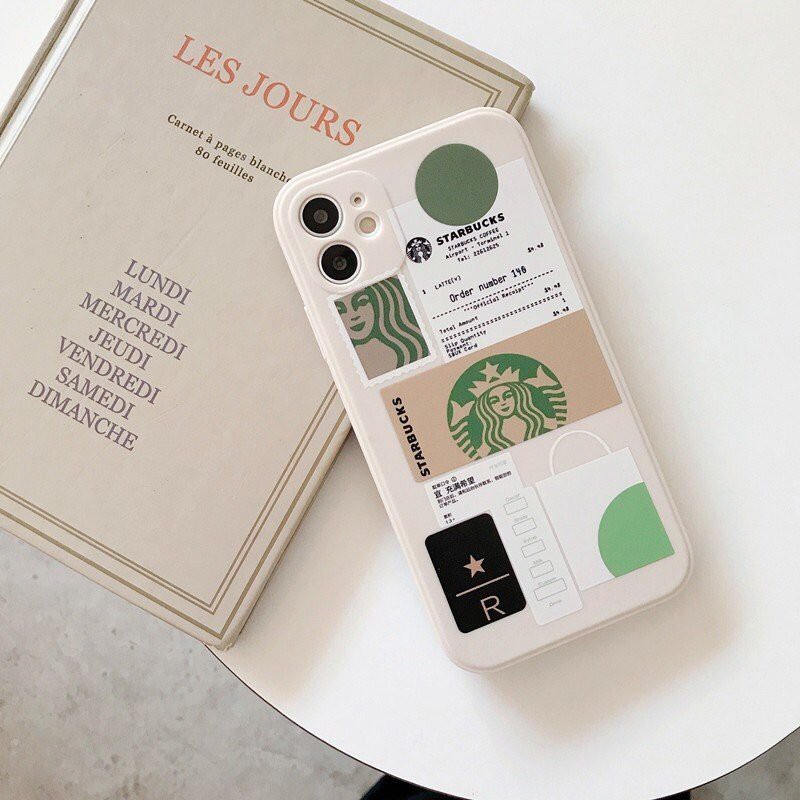 Ốp Lưng Iphone Cạnh Viền Vuông Starbucks và Dino 6/6plus/6s/6splus/7/7plus/8/8plus/x/xr/xs/11/12/pro/max/plus/promax