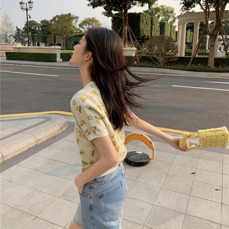 NZN Áo Thun Ngắn Tay Họa Tiết Hoa Thời Trang Cho Nữ