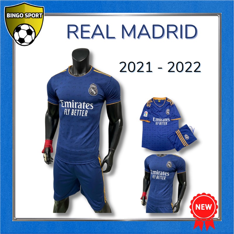 Quần Áo Bóng Đá Màu Xanh Đậm CLB REAL MADRID Đẹp Giá Rẻ 2020/2021 Mẫu Mới  Cao Cấp Nam Nữ  BINGO SPORT RLMD02TN