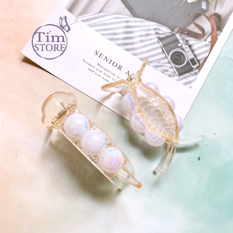 Kẹp tóc càng cua chữ kiss hoa ngọc TÍM STORE phong cách hàn quốc sang trọng