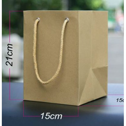 10 Túi giấy giả Kraft đựng quà size 21x15x15cm (mẫu 13)