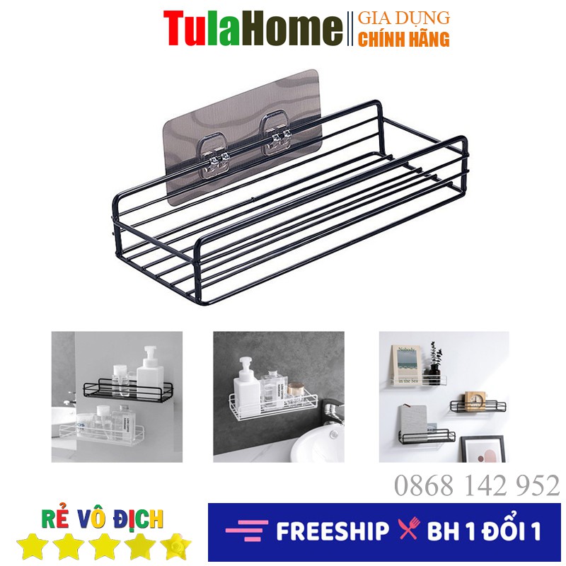 Kệ dán tường nhà tắm La'Home, kệ sắt hình chữ nhật, kệ nhà bếp dán tường siêu chắc