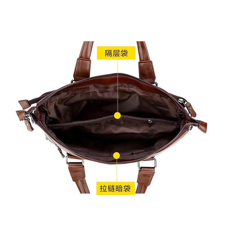 Túi xách công sở POLO da bò cao cấp, đựng vừa laptop 14 inch (Nâu đậm - Nâu sáng - Đen) | BigBuy360 - bigbuy360.vn