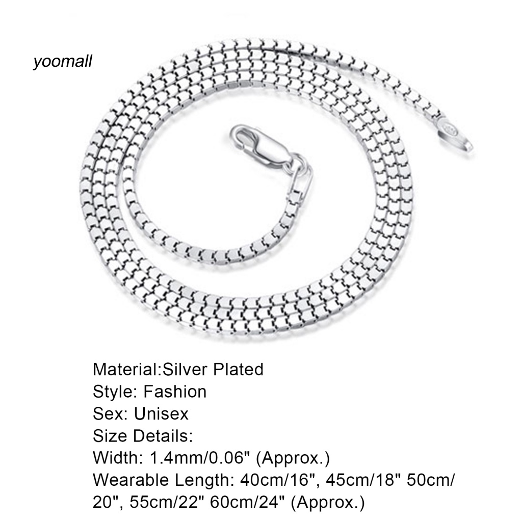 Vòng cổ Unisex Mạ Bạc 925 16 / 18 / 20 / 22 / 24inch