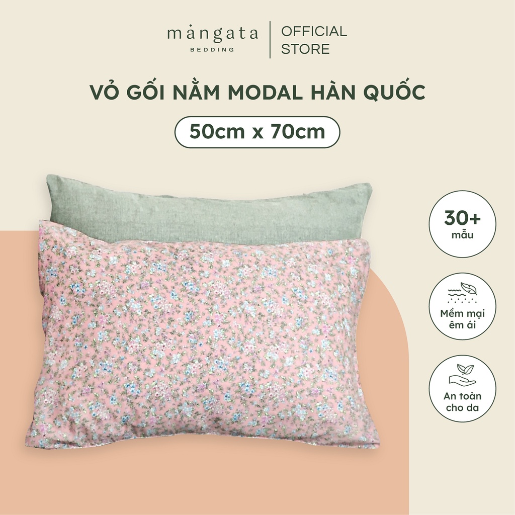 Vỏ gối nằm lụa Modal Hàn Quốc Mangata Bedding cao cấp nhiều họa tiết size 50x70cm mềm mịn thoáng khí mát êm ái