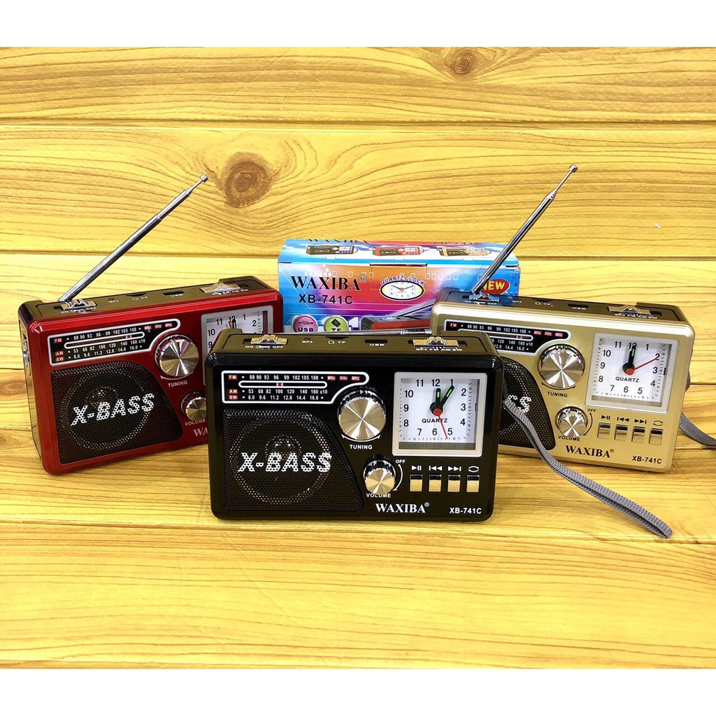 ĐÀI LOA WAXIBA XB-XB741C SIÊU HAY CÓ ĐỒNG HỒ , NGHE NHẠC USB THẺ NHỚ RADIO AM FM SW CÓ ĐÈN PIN THEO KÈM PIN SẠC