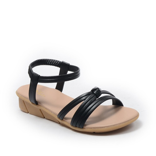 GIÀY BQ - Xăng đan nữ thiết kế quai ngang phối hai quai chéo thắt nút giữa màu đen, đế 3cm SD 334