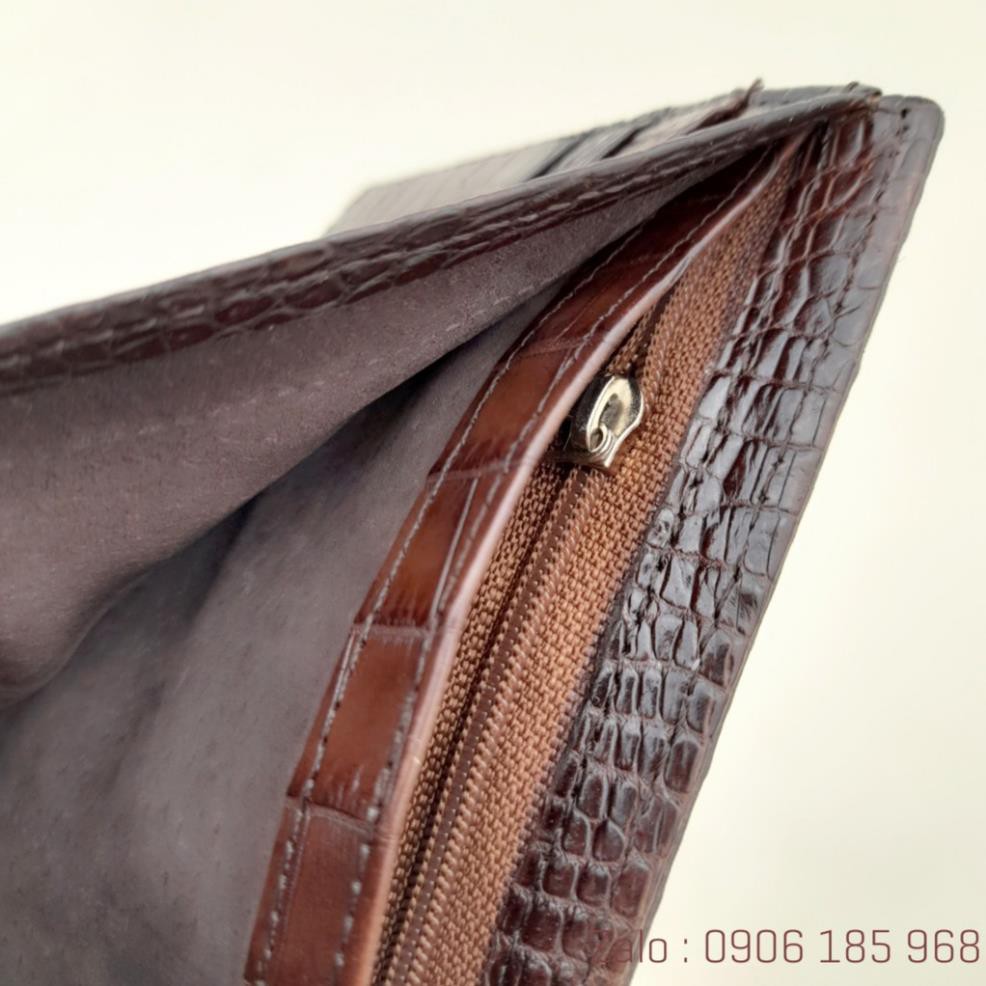 Ví da, bóp nam da cá sấu nguyên con 2 mặt BH 12 tháng