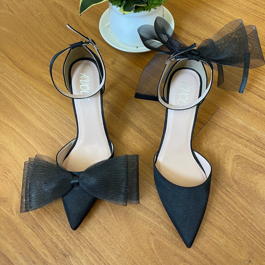 Giày cao gót đính nơ to A19