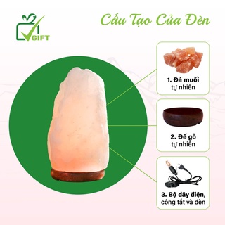 Đèn Đá Muối Himalaya Vgift Phong Thủy Tự Nhiên Mầu Trắng