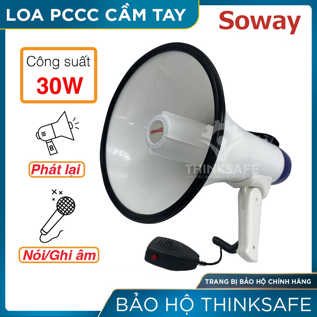 Loa pccc cầm tay Megaphone HTY-16S- Soway có còi hú báo động pccc, gọn nhẹ, công suất 30W (trắng)