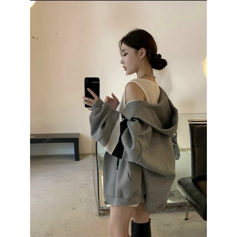 (Free Ship) Áo Hoodie Nữ Phối Viền Tay Fom Rộng Tay Bồng Siêu Xinh Hợp THời Trang Phong Cách Mới Shop VLTN