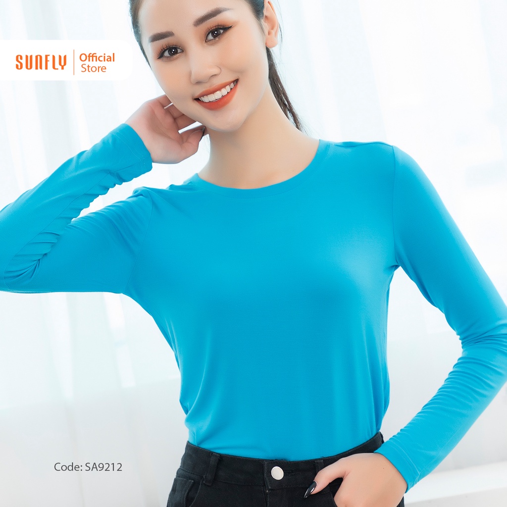 Áo giữ nhiệt nữ cổ tròn chất cotton SUNFLY SA9212
