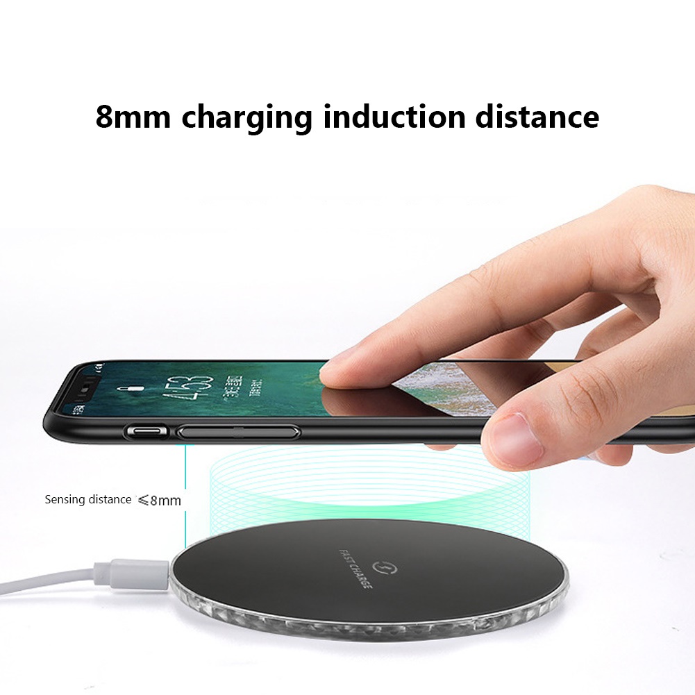 Đế Sạc Nhanh Không Dây Dạng Tròn 10w Có Đèn Led Cho Iphone / Samsung