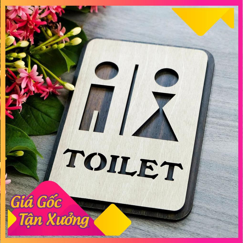 Bảng toilet Nam vs Nữ bằng gỗ 155x120mm | trang trí homestay