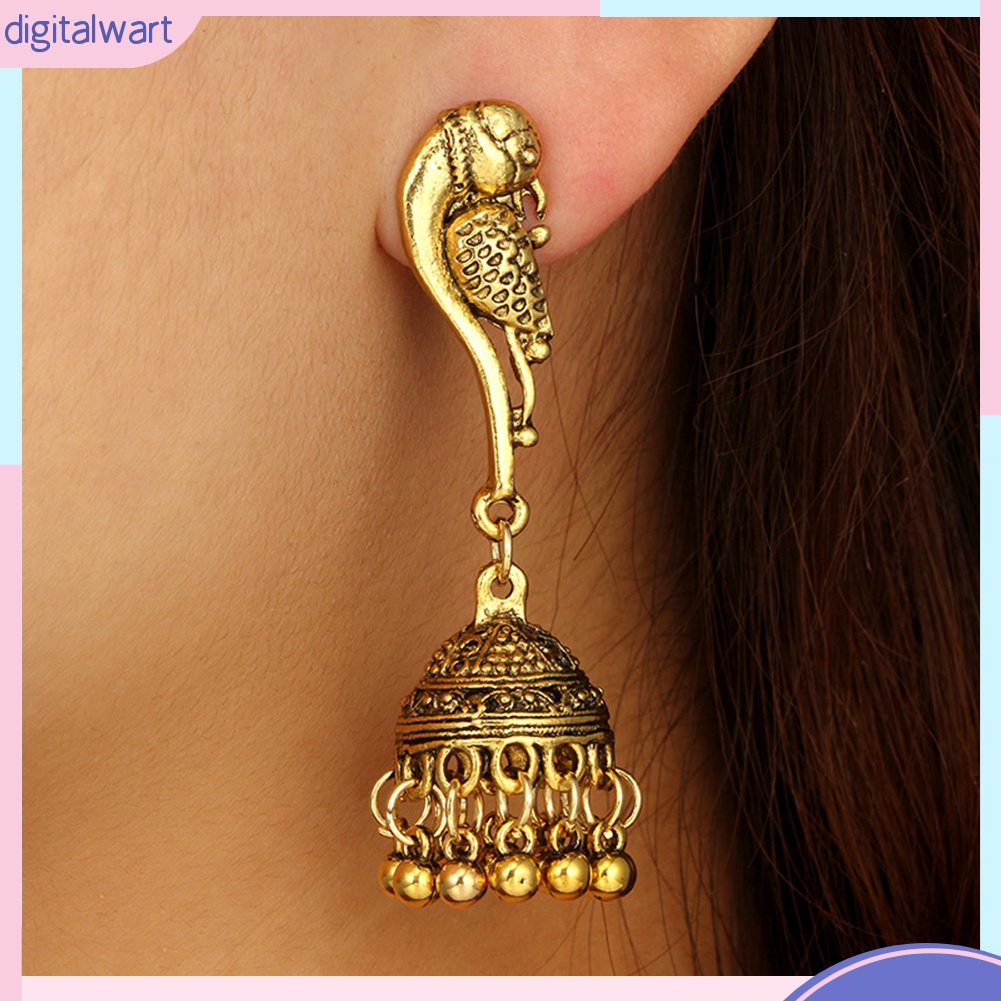 Khuyên tai nữ trang dáng dài tạo hình chim công độc đáo