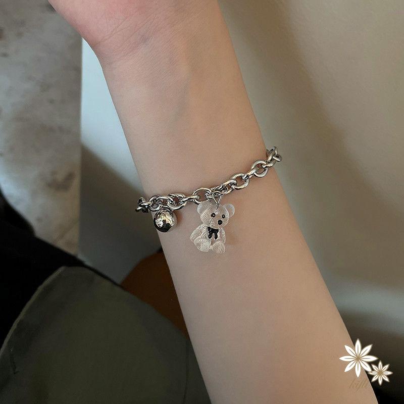 Vòng Đeo Tay Mặt Gấu Trong Suốt Ba Chiều Thời Trang Hàn Quốc