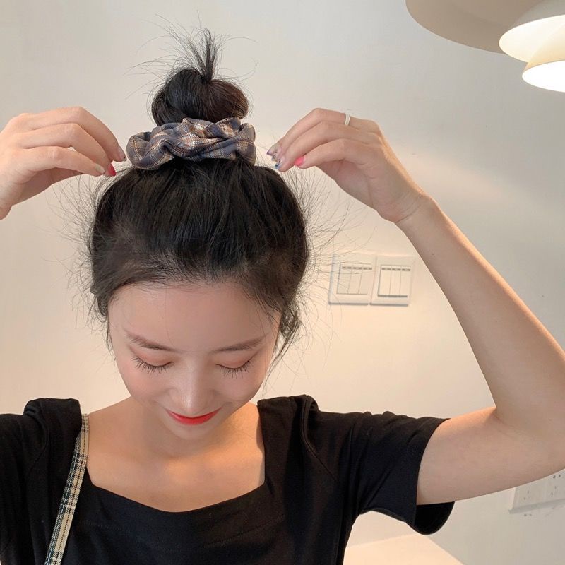Dây buộc tóc họa tiết kẻ sọc đơn giản thiết kế thời trang cho nữ