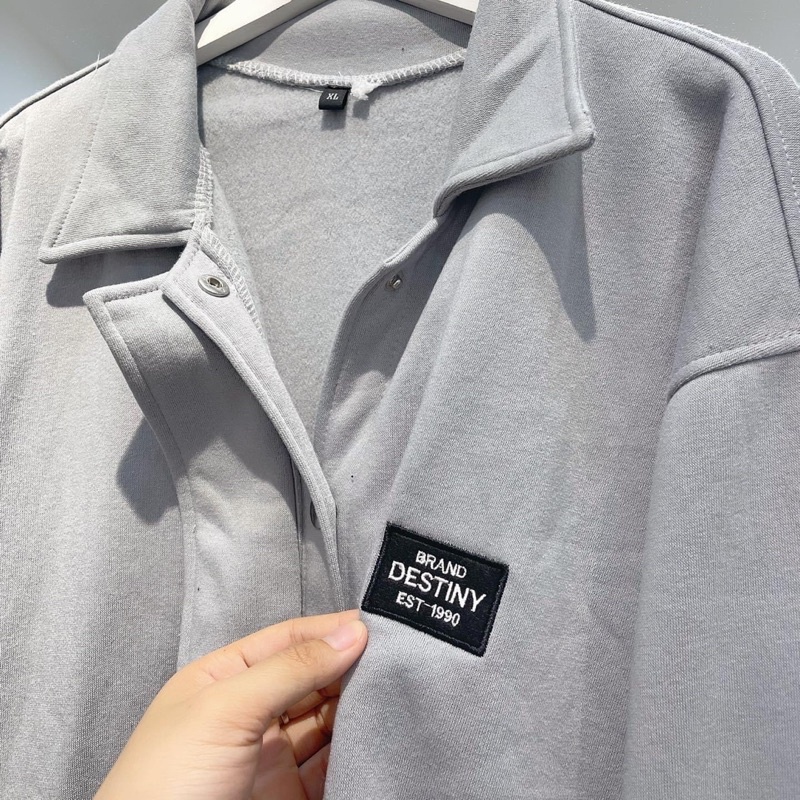Áo Khoác Nỉ Bông Unisex DESTINY màu KEM  Nam nữ unisex  Áo Khoác form rộng Jaystoree