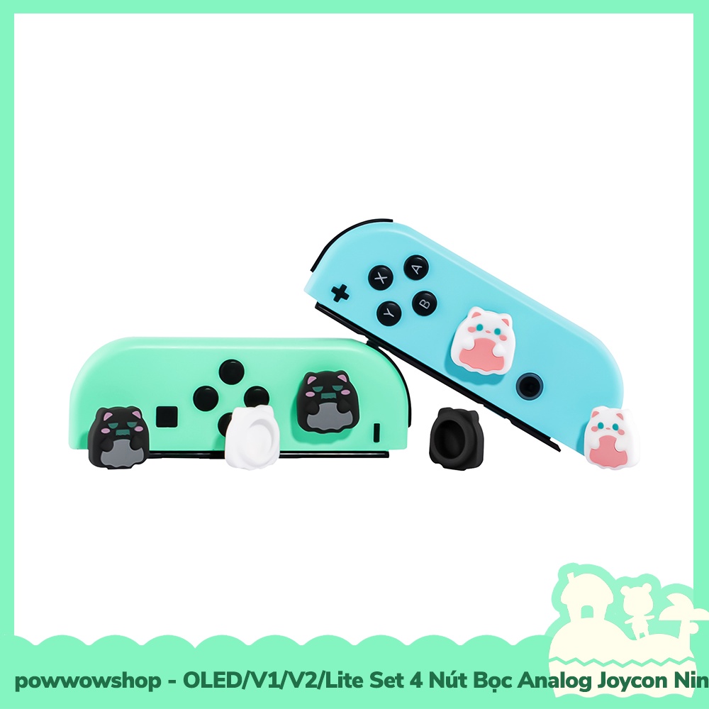 [Sẵn VN - Hỏa Tốc] Oled/V1/V2/Lite Set 4 Bọc Nút Analog Joycon Cho Máy Game Cầm Tay Nintendo Switch Mẫu Black Pink Cat