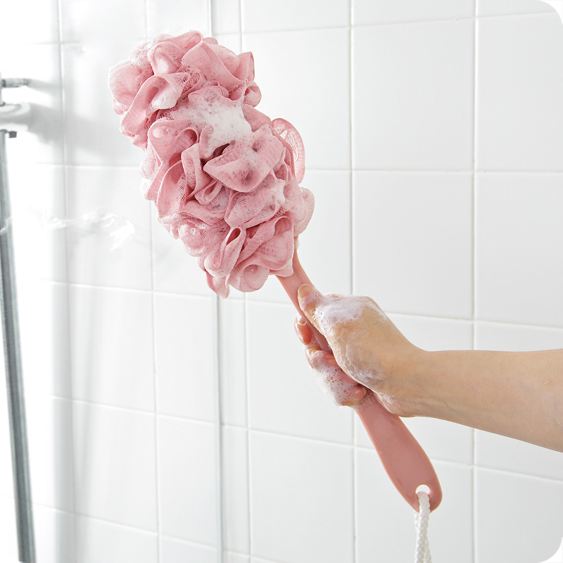 WHT Phong cách mới Bàn chải tắm dài tay cầm lớn Bàn chải tắm với hoa tắm