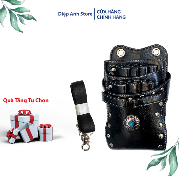 Túi Da Đựng Kéo, Dụng Cụ Tóc 5 Ngăn Đựng Chuyên Nghiệp (Kèm Quà Tặng)