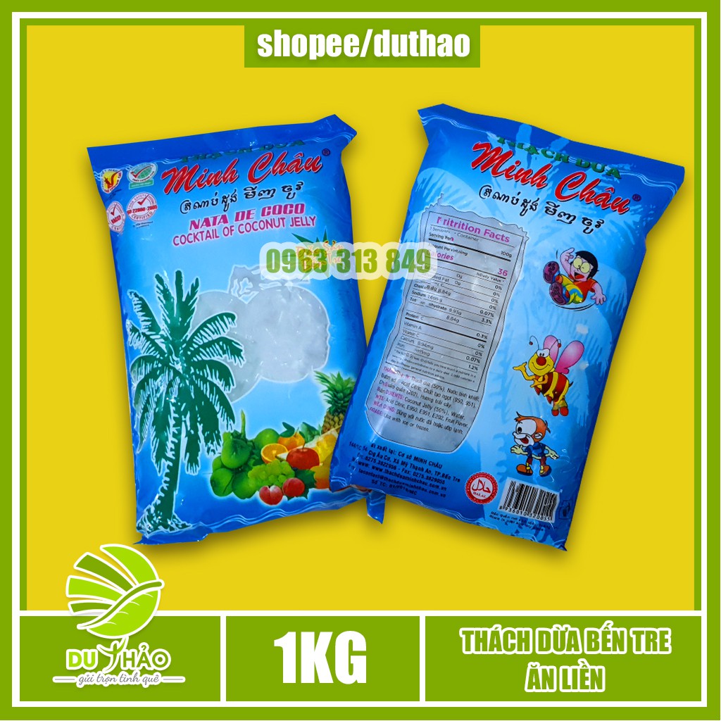 Thạch dừa Bến Tre chính gốc ăn liền thanh mát, thạch dừa xuất khẩu Minh Châu 1KG