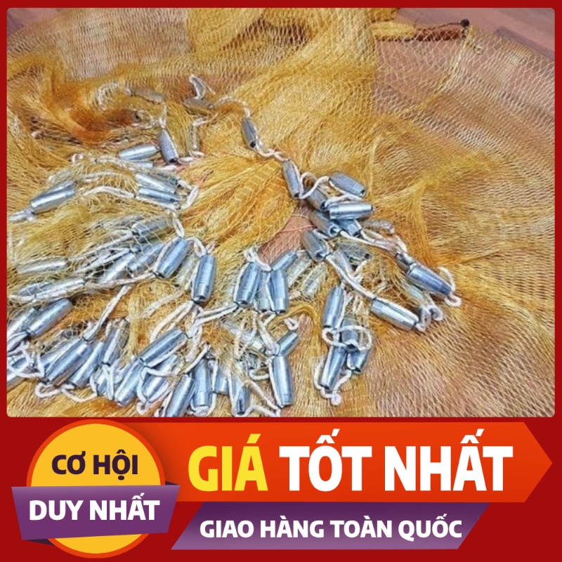 Chài Dù Vàng Chì Đúc, Kích thước |Cao 2,5m - Bung rộng 5m| - |Cao 3m - Bung rộng 6m| - |Cao 4m - Bung rộng 8m|