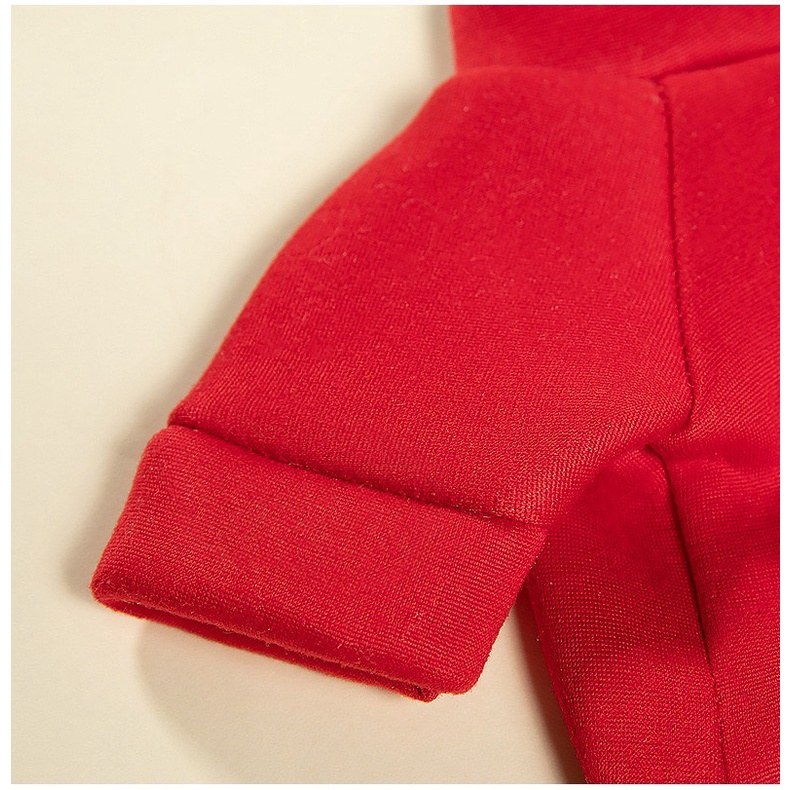 Áo nỉ đỏ mặc tết cho chó mèo - Áo họa tiết thời trang dành cho thú cưng