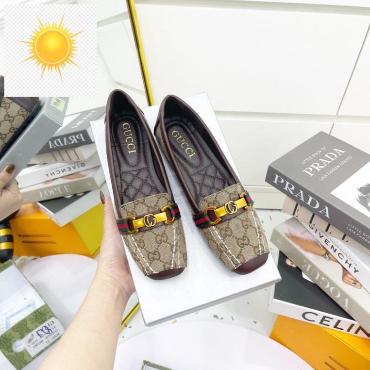 🎃🎃 Giày moca guci hoạ tiết khoá ngang mũi vuông đế bệt fullbox 🎃