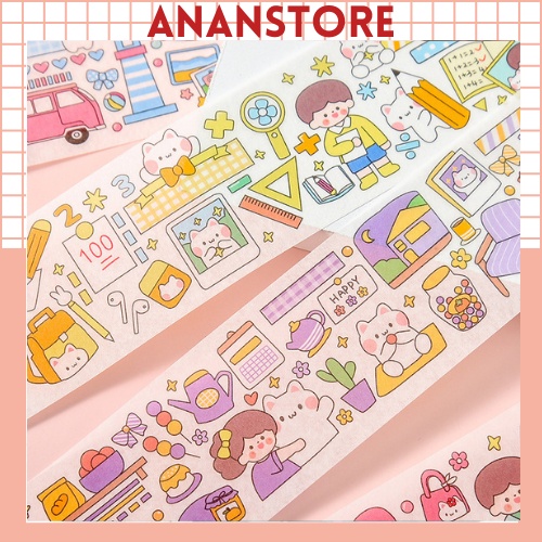Hình Dán Sticker Cute Trong Suốt Khổ Dài Chống Thấm Hoạt Hình Dễ Thương ANANStore